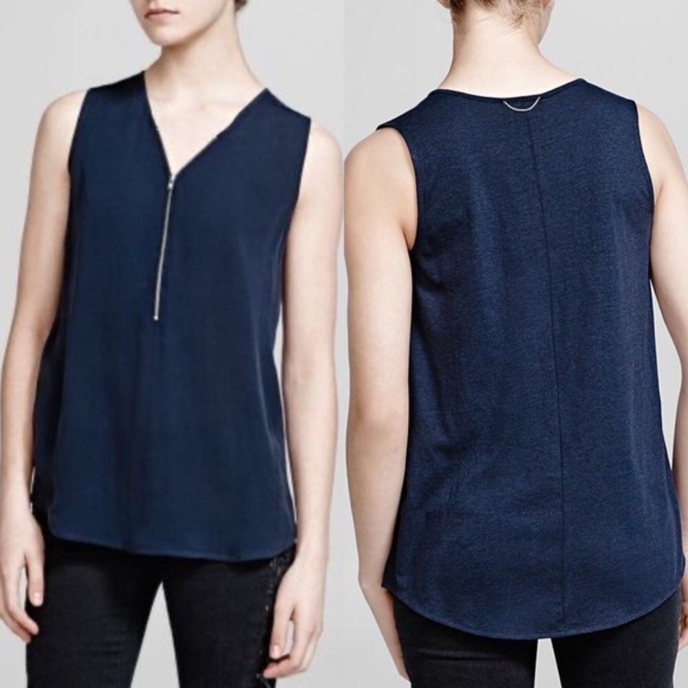 The Kooples Silk‎ Woven Jersey Tank Top